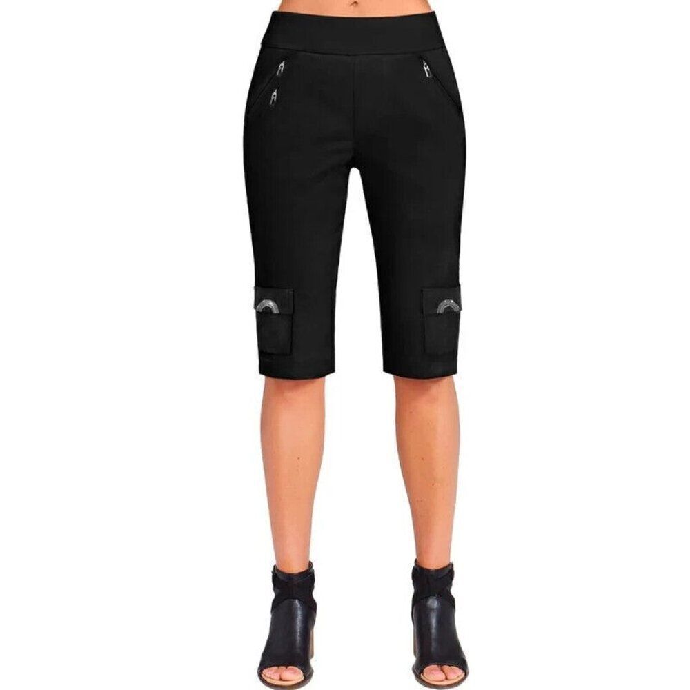 Jamie Sadock Skinnylicious Knee Capri Shorts Womens 2 Black 24.5"